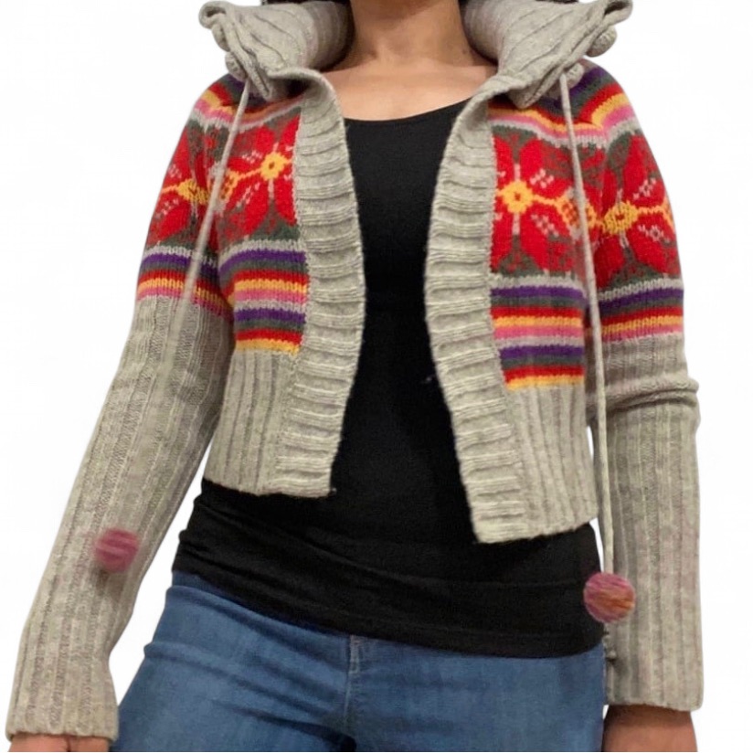 Moda International Women’s Xs Colorful Lambswool Knit Cropped Cardigan